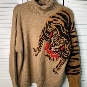 Ci-Sono XL Mock Turtleneck Tiger Sweater S102